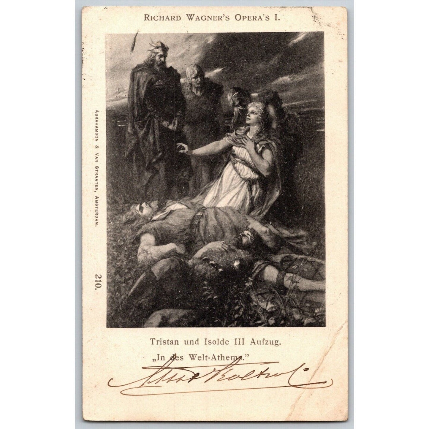 Vintage c1901 Postcard - Composer Wagner Opera: Tristan und Isolde III Aufzug