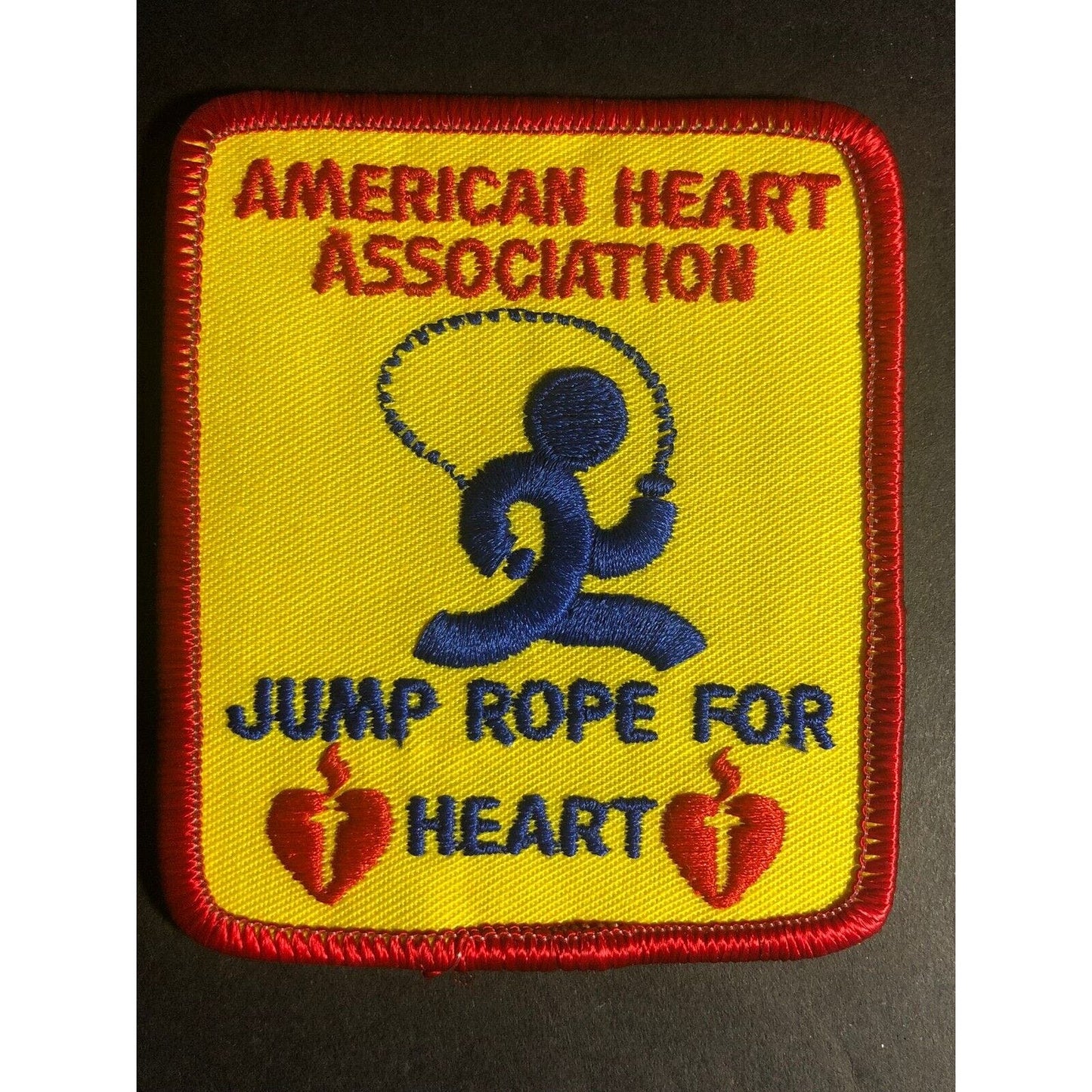 American Heart Association Jump Rope Vintage Embroidered Patch c1970's-80's