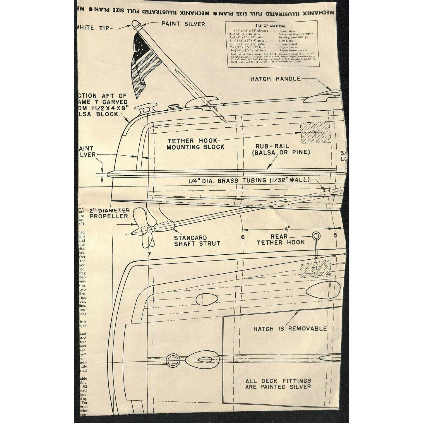 Bouncie II Mechanix Illustrated Full Size Speedboat Plan - 25" x 45" Cut