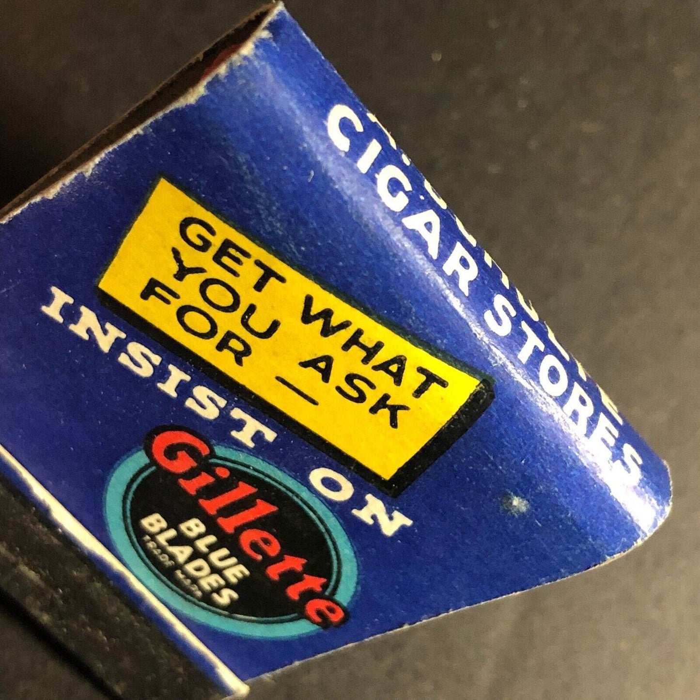 Gillette Blue Blades / Schulte Cigar Store Full Matchbook c1930's 20-Strike VGC