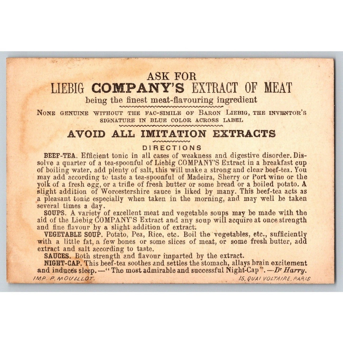 Asian Themed Victorian Trade Card Liebig Meat Extract Man Performs Balancing Act