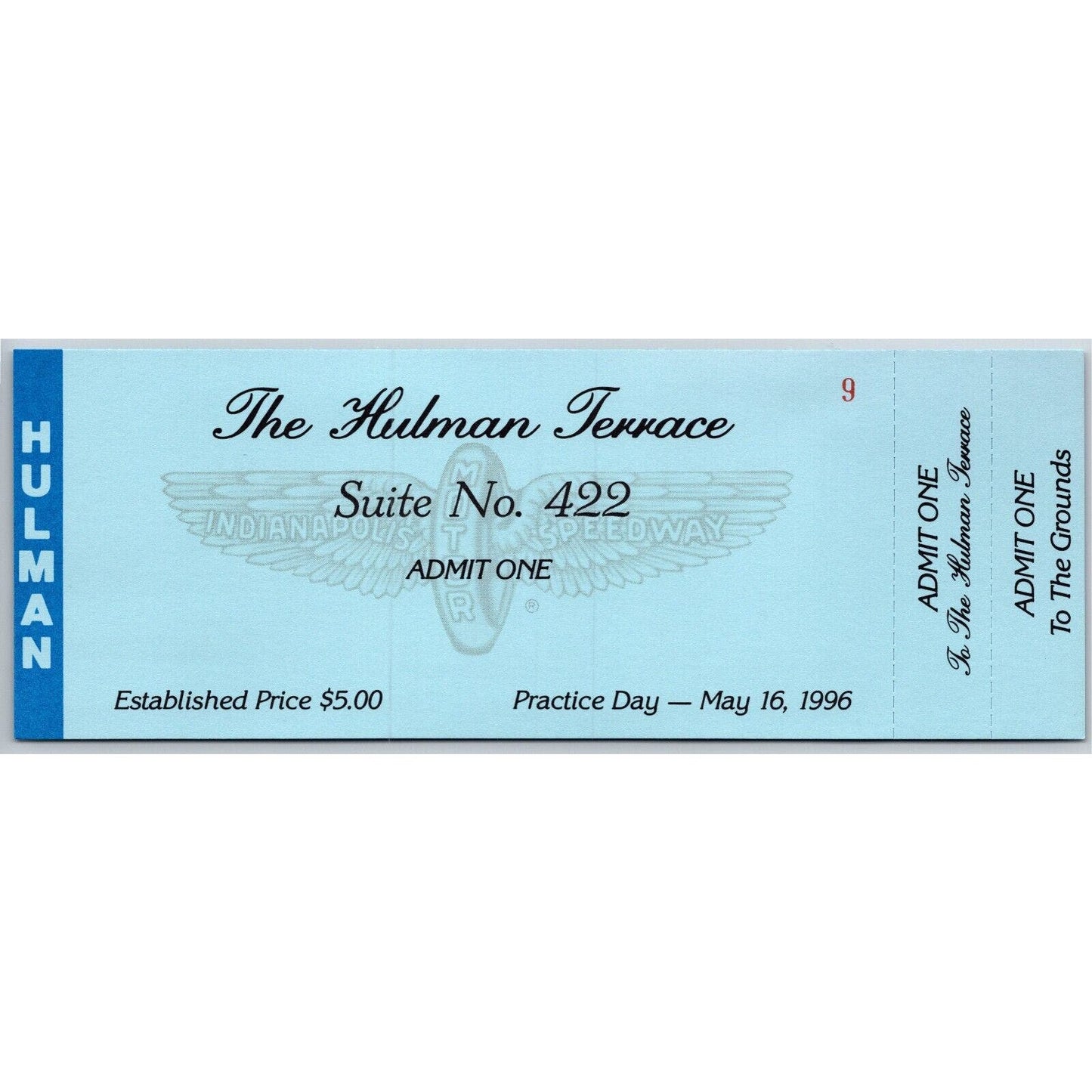 1996 Indy 500 Practice Day Hulman Terrace Unused Ticket Indianapolis #9