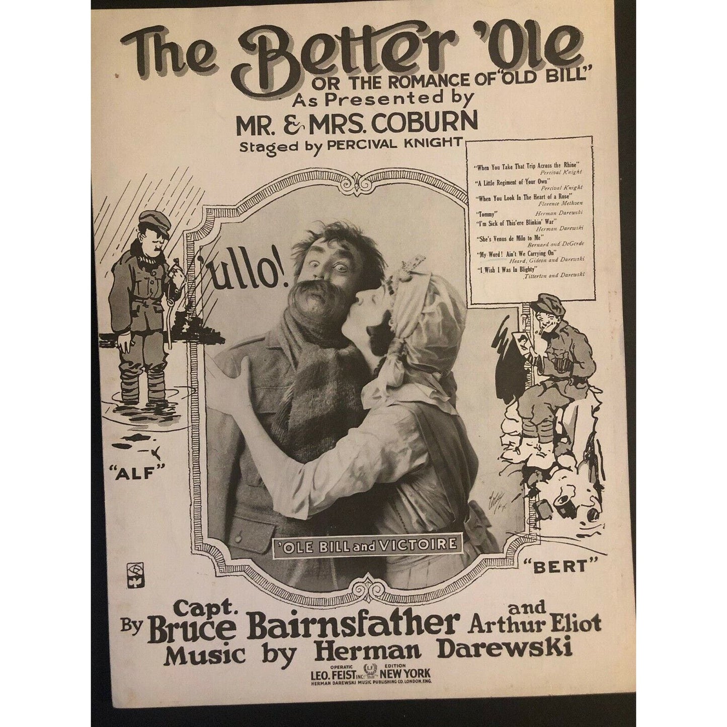 Vintage WWI Sheet Music "The Better Ole" "My Word, Ain't We Carrying On"