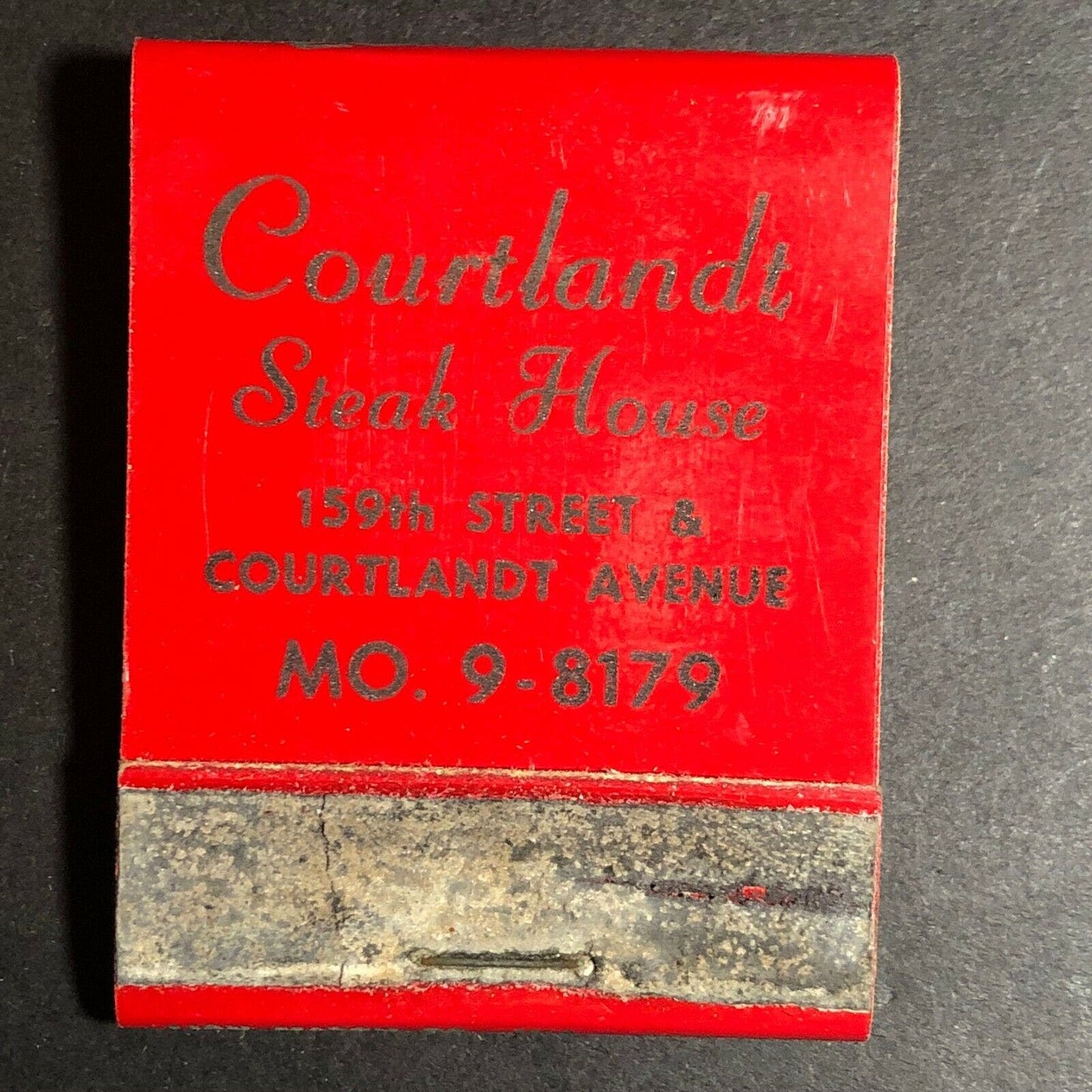 1950's-60's Full Matchbook "Courtlandt Steak House" A Few Blocks From Yankee st