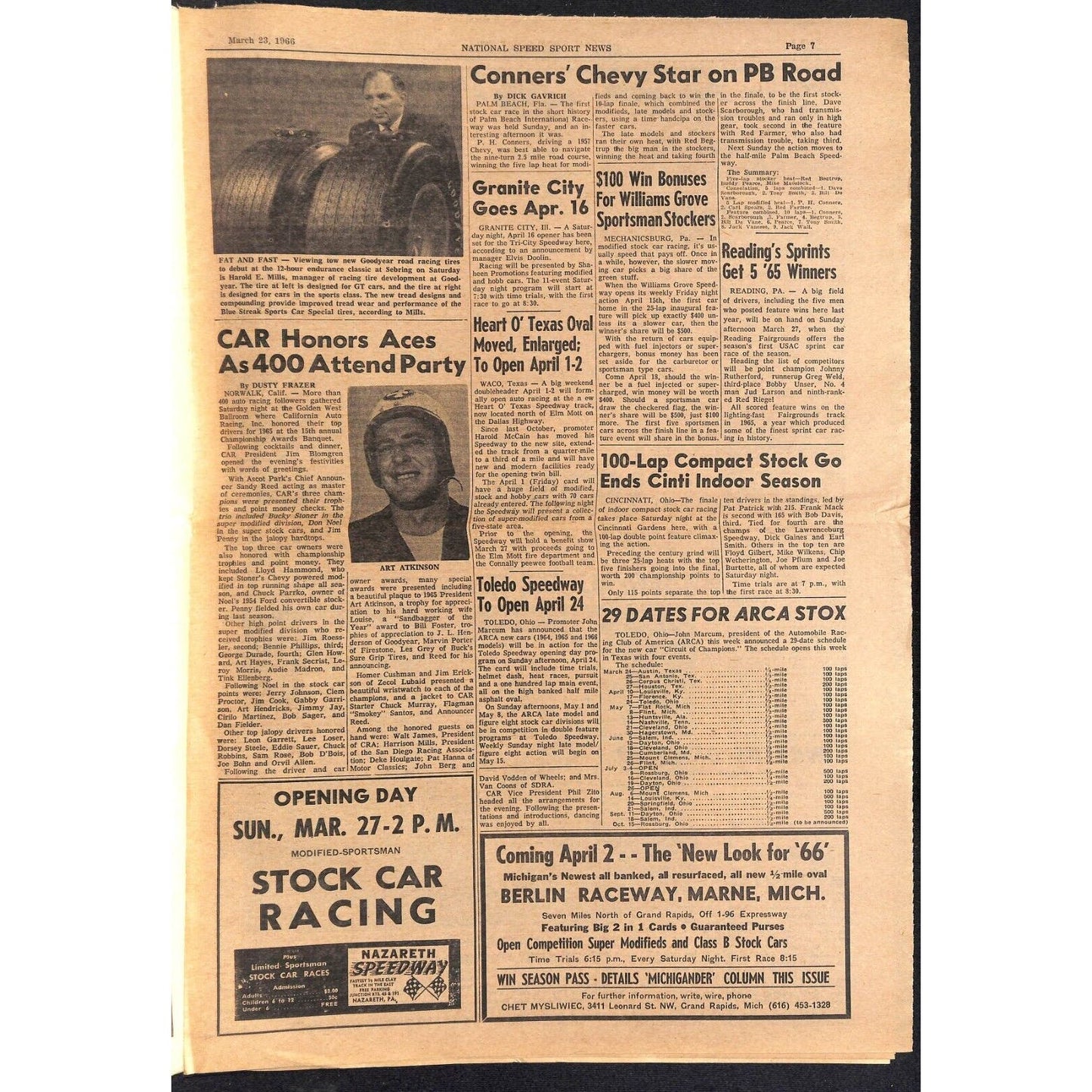 National Speed Sport News 3/23 1966 McElreath Wins Phoenix 150 Racing 15pp VGC