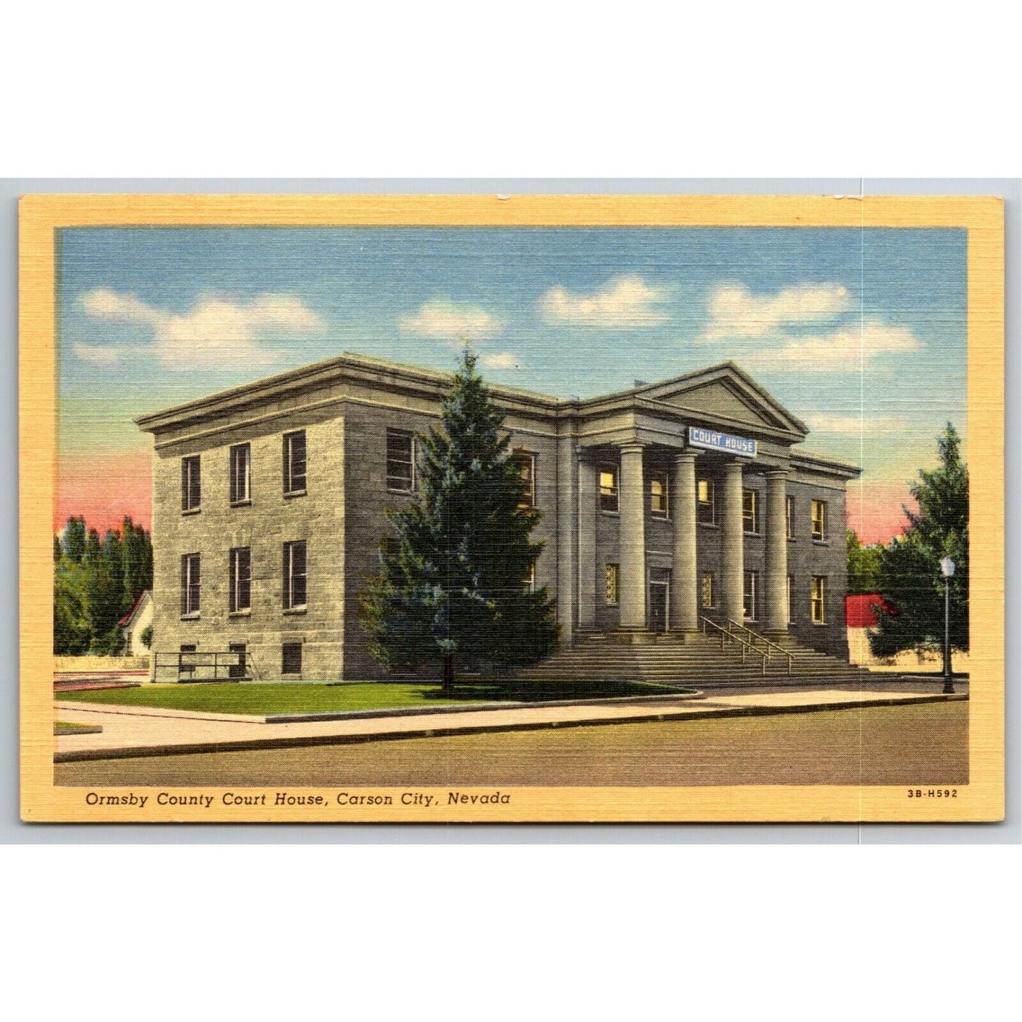Vintage c1930-45 Linen Postcard - Ormsby County Court House, Carson City, NV