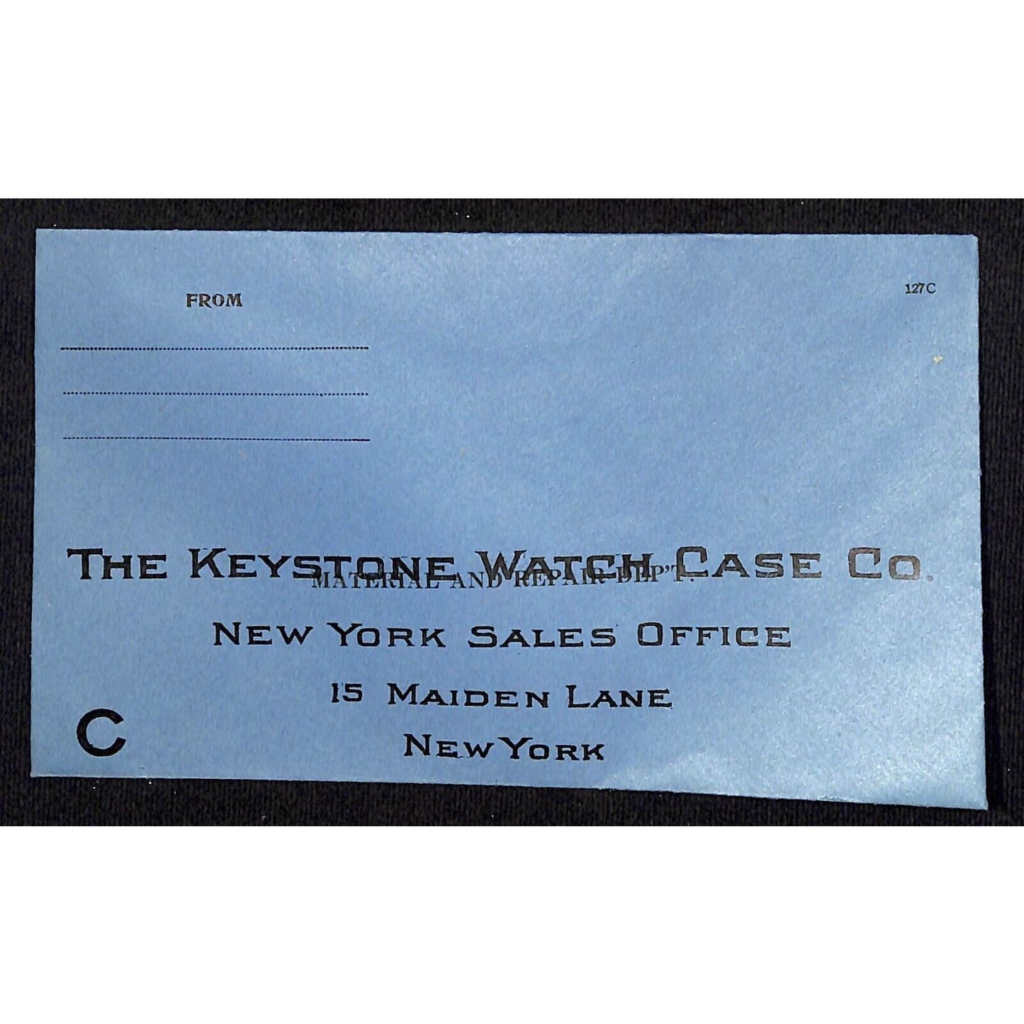c1920 Keystone Watch Case Co. NYC Cover / Envelope (Leys Jewelry Butte Montana)