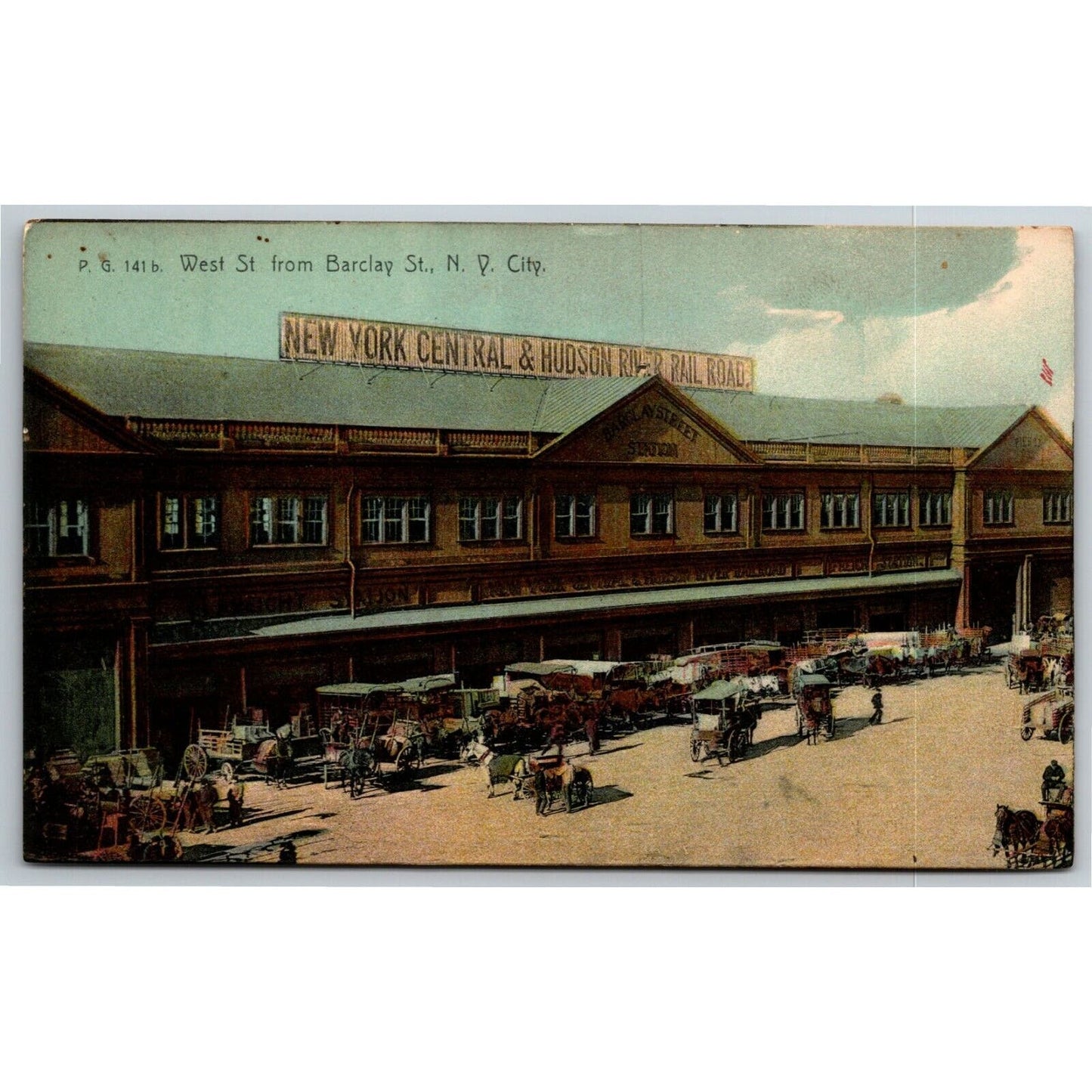 Vintage c1905-07 New York Postcard "West St. from Barclay St."