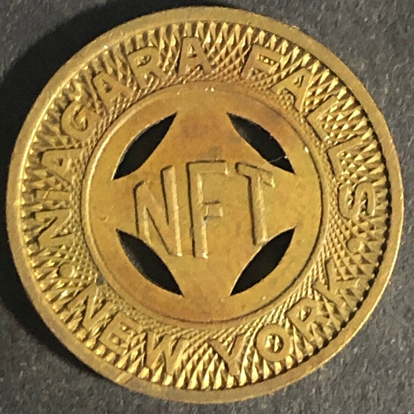 Niagara Falls New York G/F One City Fare Brass Transit Token 20mm Scarce