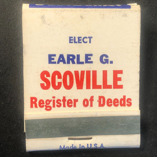 Elect Earle G. Scoville Kenosha, WI Full Vintage Matchbook c1960's VGC