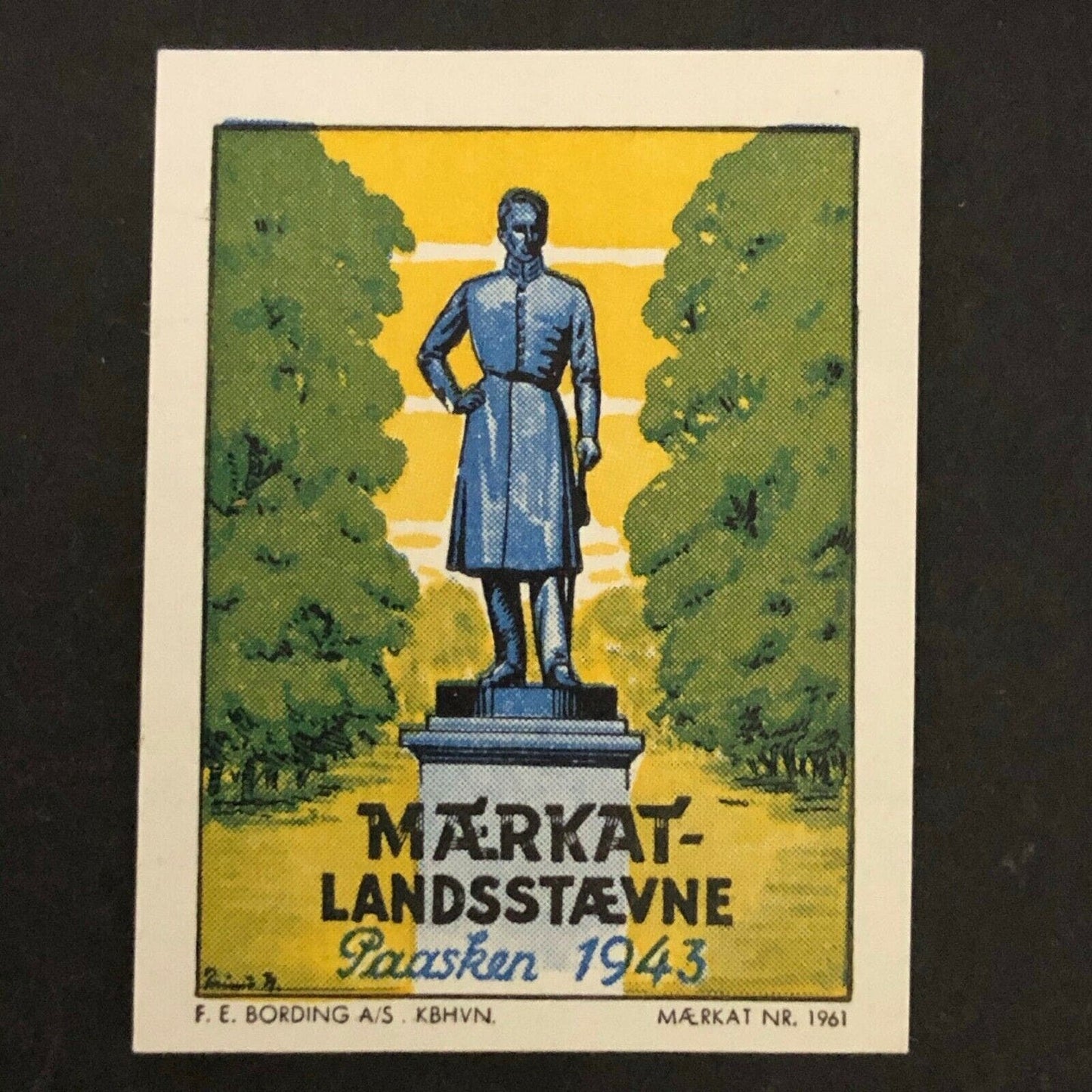 Vintage Advertising Stamp w/ Gum Adh. "Markat Landsstaevne Paasken 1943"