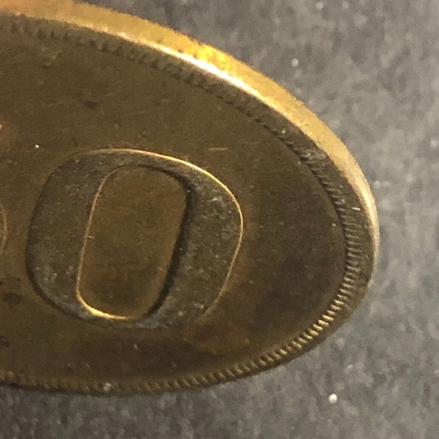 Large Brass Double Sided "50" Gaming ? Token 31mm