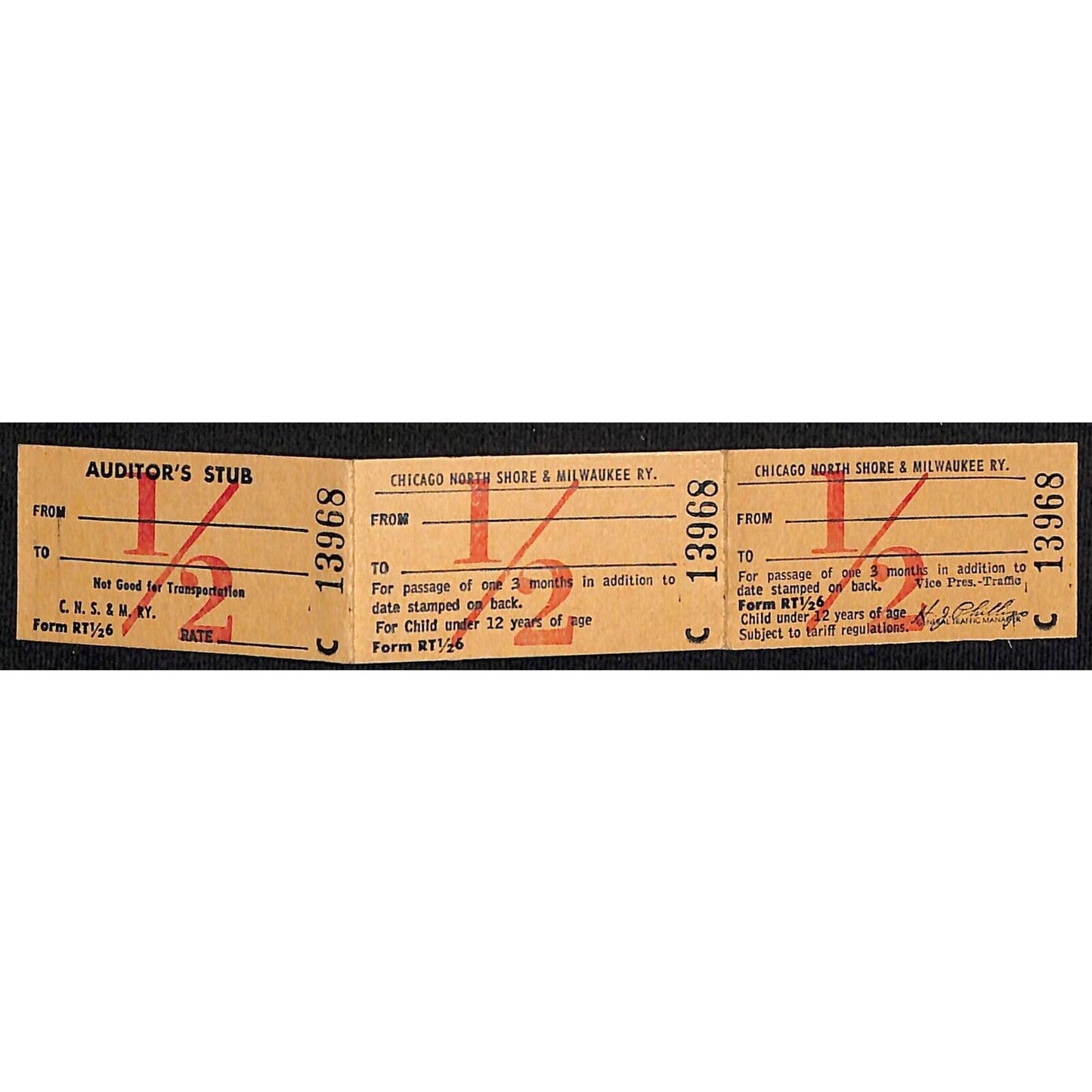 Chicago North Shore & Milwaukee Ry Railroad Double Ticket / Stub Write-In #13968