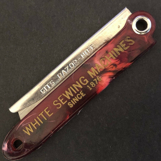"White Sewing Machines" "Gits Razor-Nife" Folding Pocket Razor c1930's-40's VGC