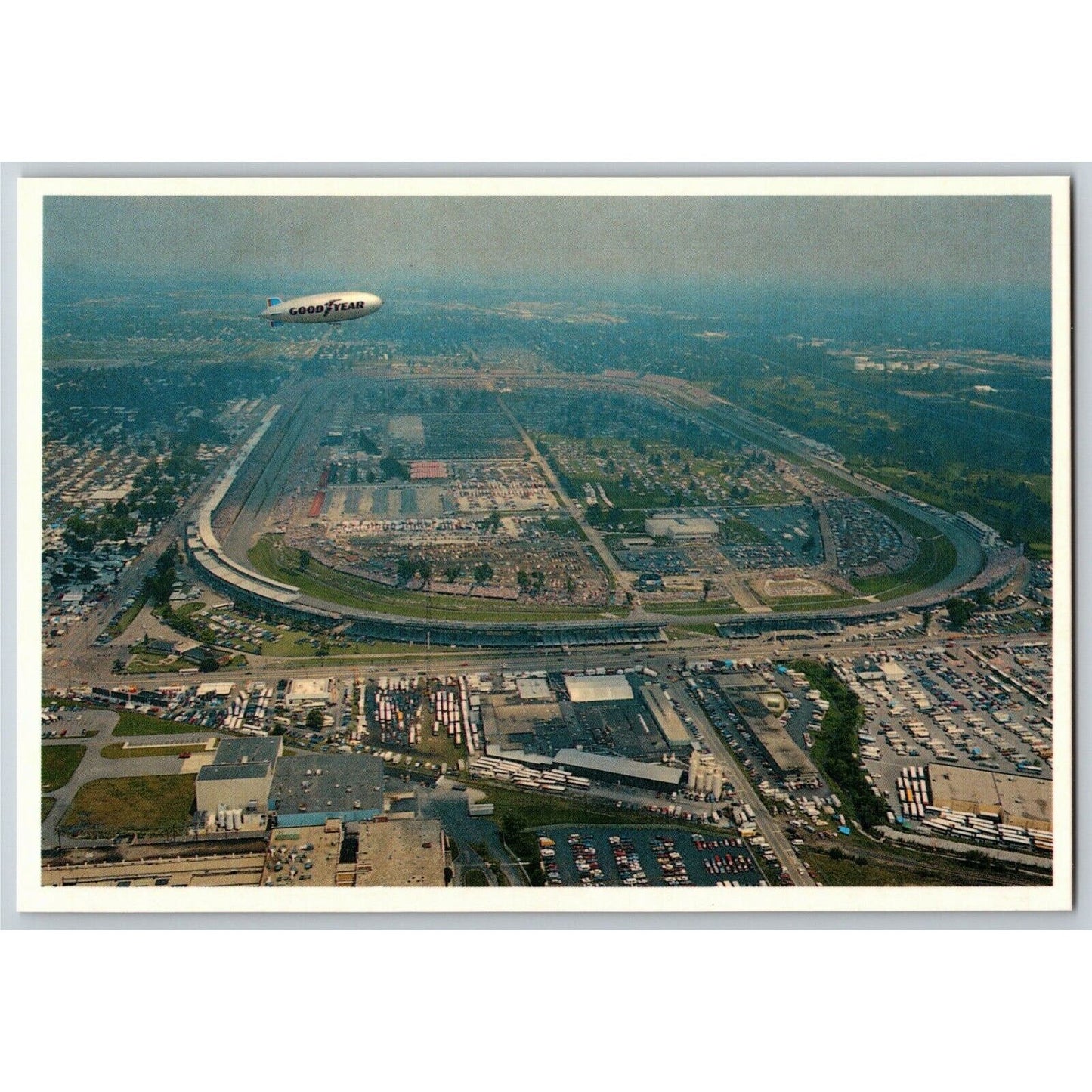 c1990 Indy 500 - Goodyear Blimp Aerial View of Speedway NOS 4" x 5 3/4" Postcard