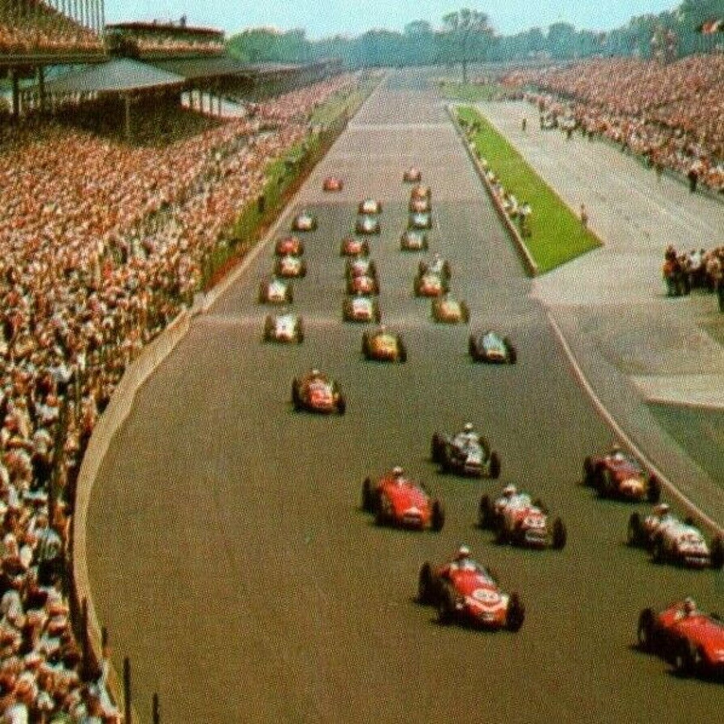 Indy 500 Postcard 1957 "Pace Lap for Annual 500 - Indianapolis Unposted - VGC