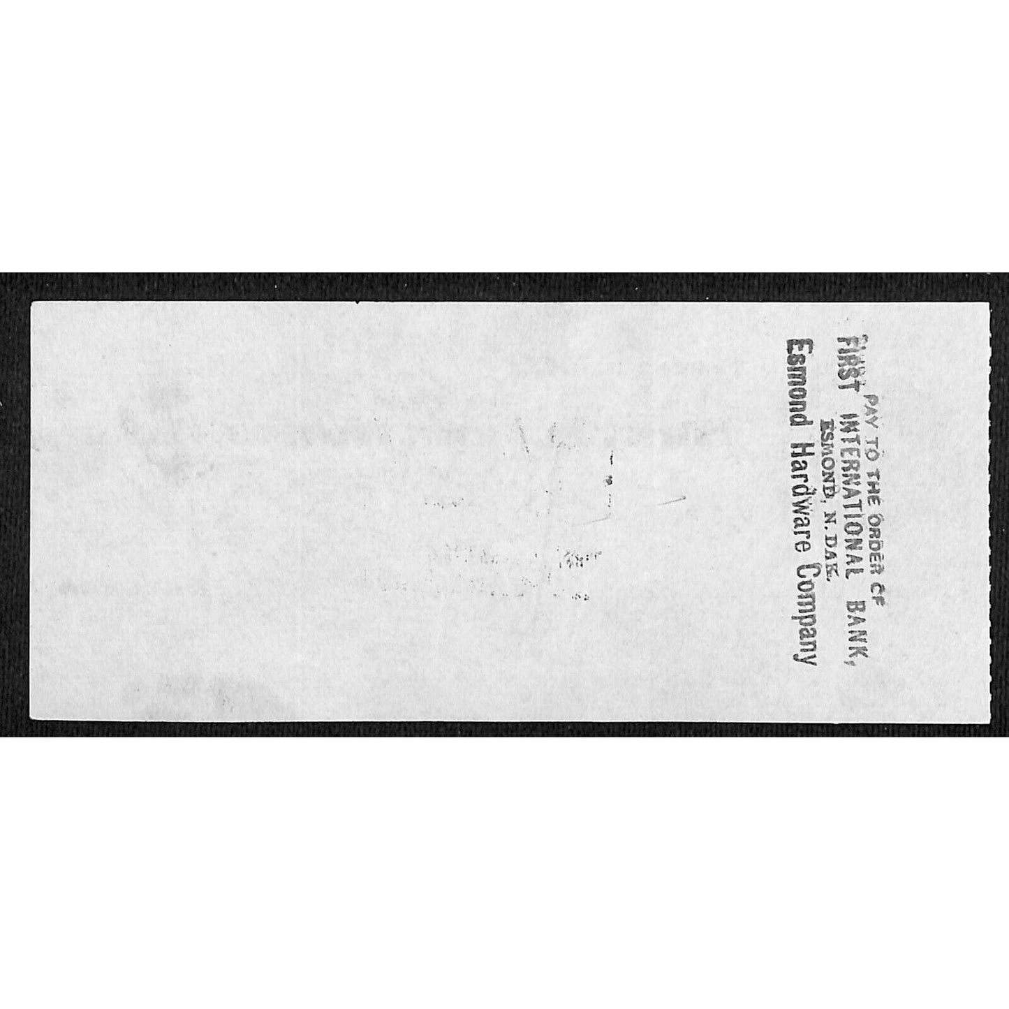 Esmond, ND "First International Bank" Check 1918 w/ Building Vignette $19.20