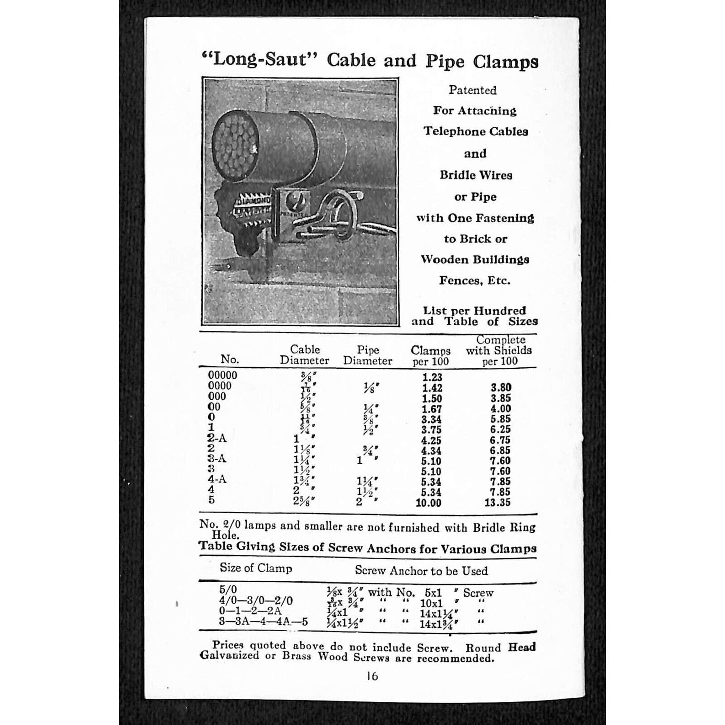 Diamond Expansion Bolt Co. Catalogue West & Cedar St NYC 16pp c1915-20's VGC
