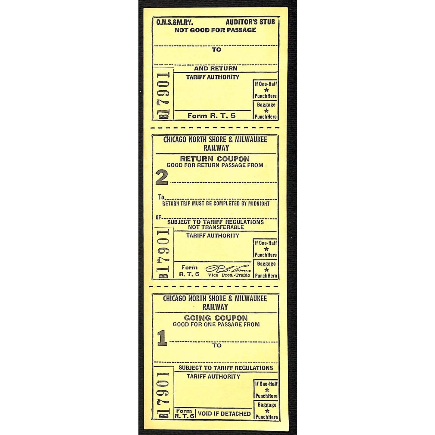 Chicago North Shore & Milwaukee RR c1940's-60's Write-In Ticket #17901