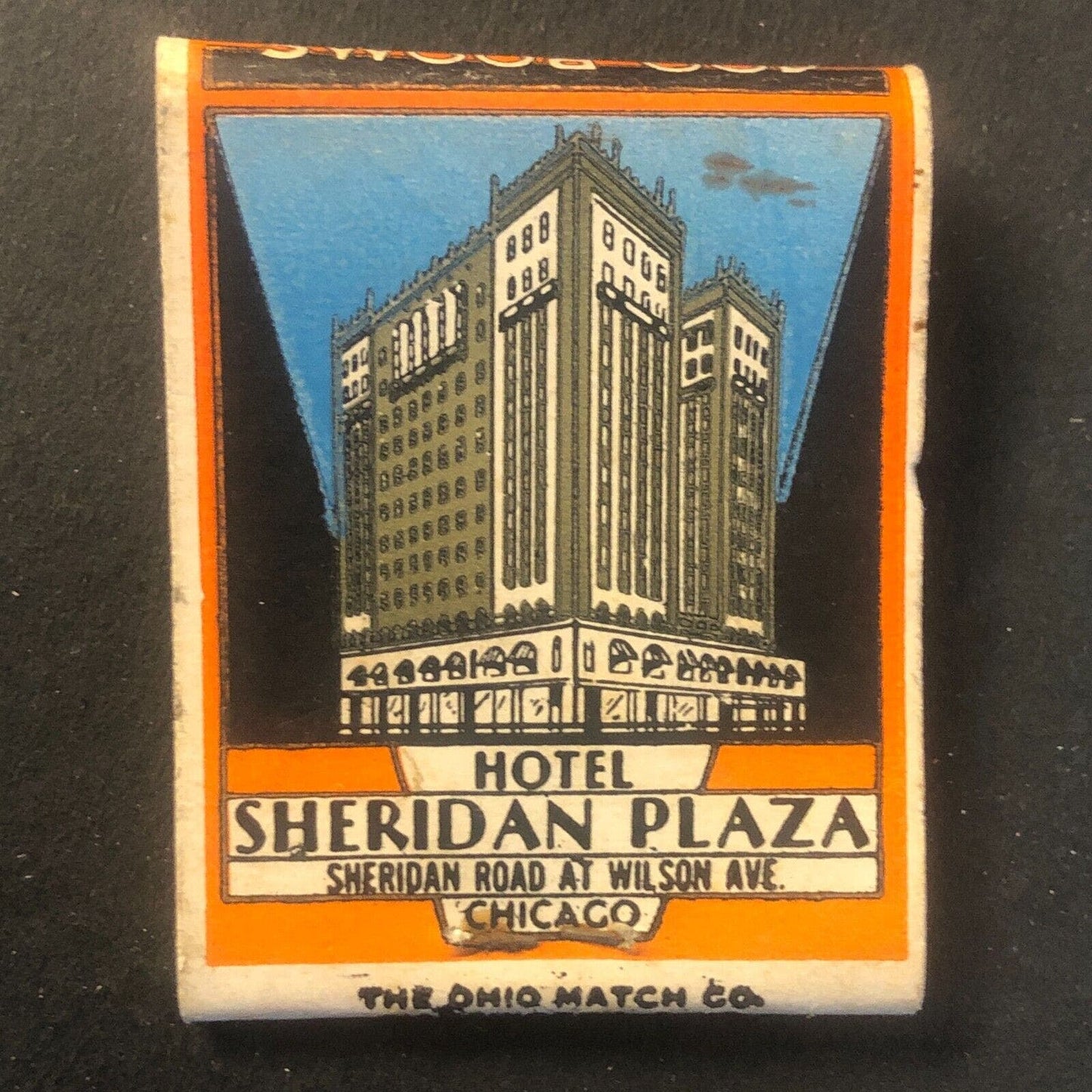 Hotel Sheridan Plaza Chicago Half Full Vintage Matchbook c1930's-40's VGC