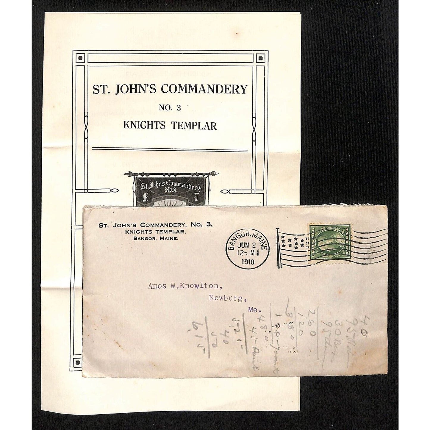 Newburgh, ME 1910 Amos W. Knowlton* Bangor Knight's Templar St John's Commandery