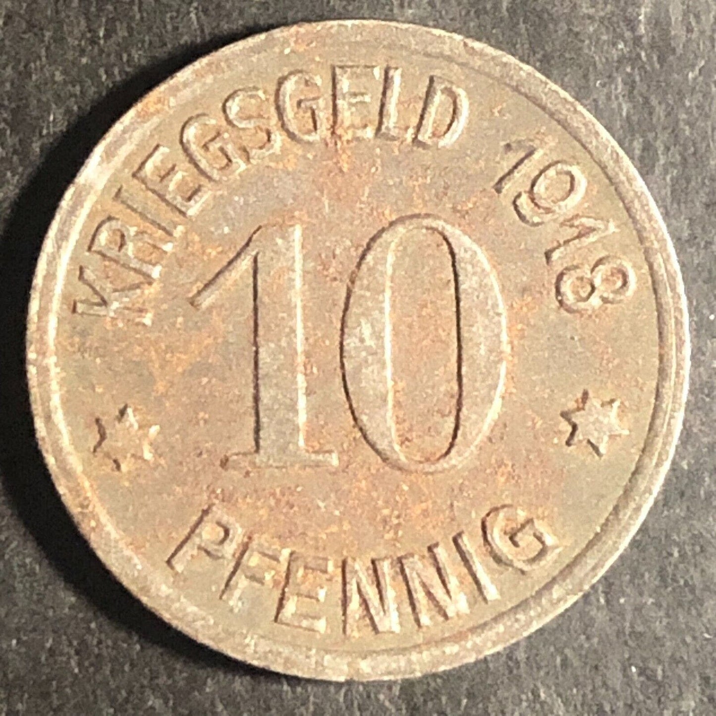 1918 Kriegsgeld 10 Pfennig Coblenz WWI Germany 20.25mm