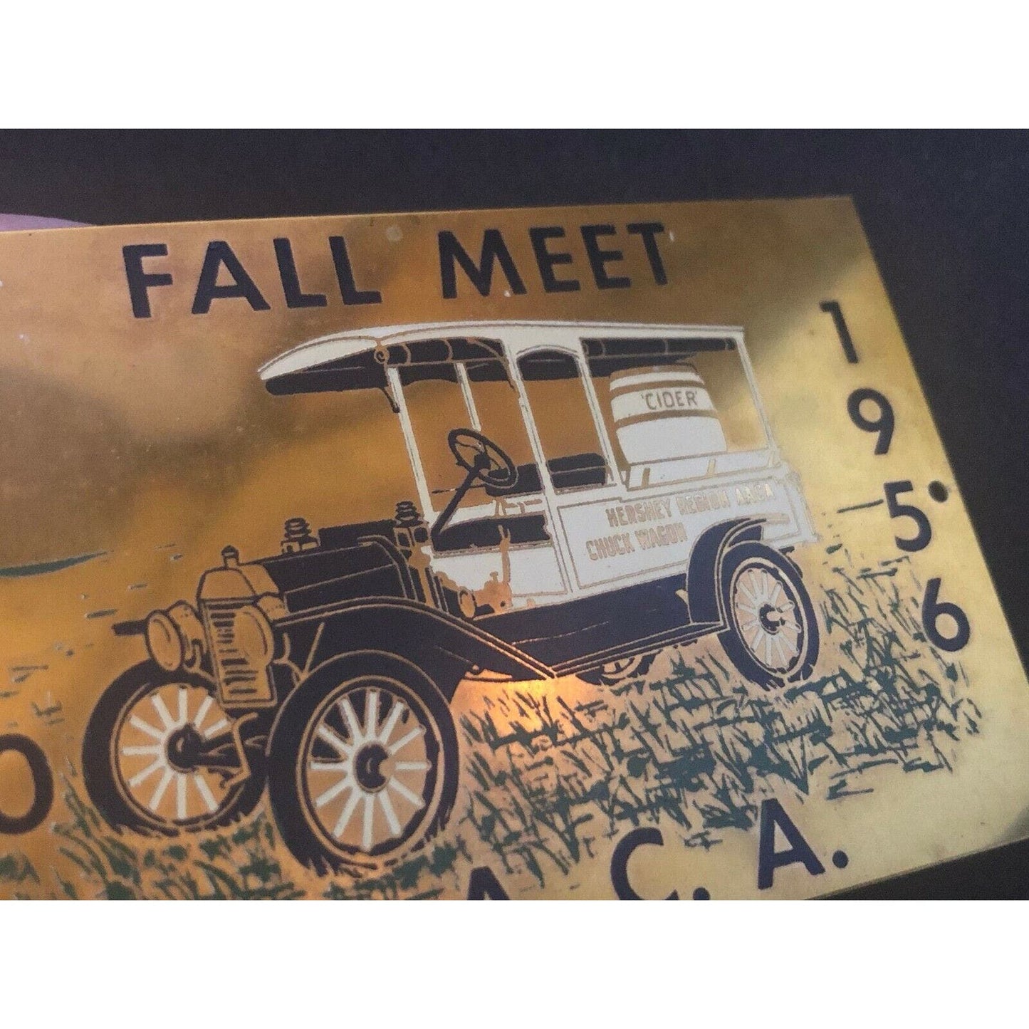 1956 Brass Metal AACA Fall Meet Car Auto Show Hersey Region Dash Plaque