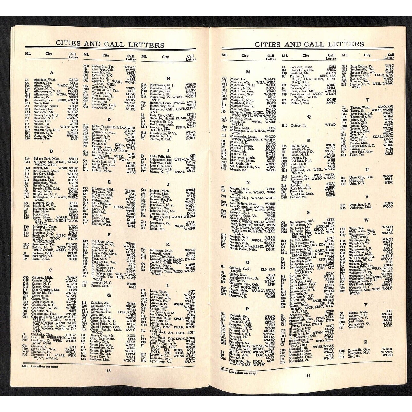 "Listeners Always Dependable" 1931 Official Radio (Station) Log 18pp VGC Scarce