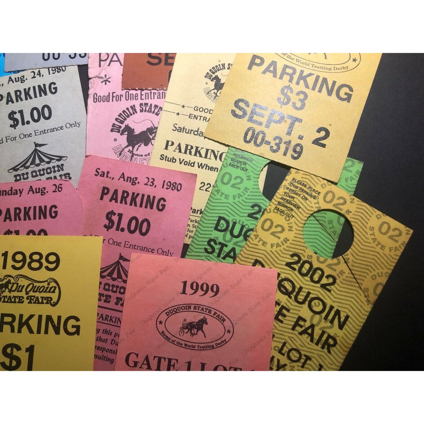 Du Quoin State Fair Parking Passes Group of 27 Range 1980 thru 2002 mostly 90's