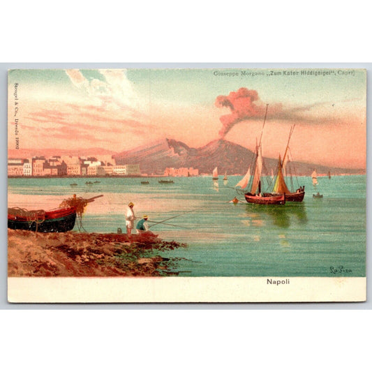 Italian Postcard Giuseppe Morgano "Zum Kater Hiddigeigel" Vesuvius ? c1901-1907