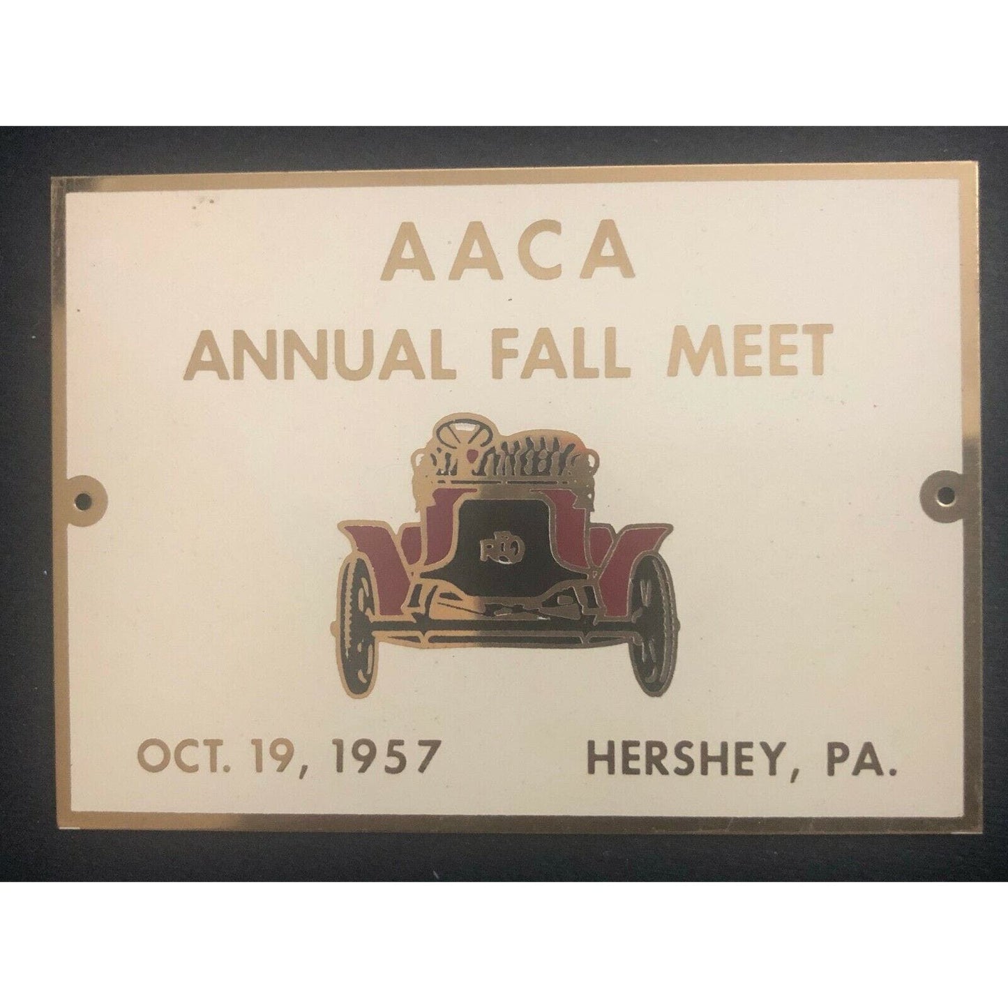 1957 Brass AACA Annual Fall Meet Antique Car Auto Show Dash Plaque Hershey, PA