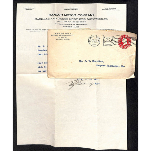 Hampden Highlands, ME Amos W. Knowlton* 1915 Bangor Motor Co. Cadillac Dodge LH