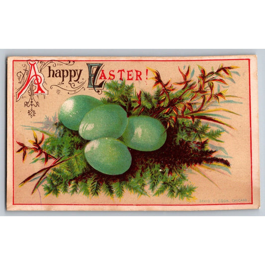 David C. Cook Sample Easter Victorian Trade Card w/ Colored Eggs