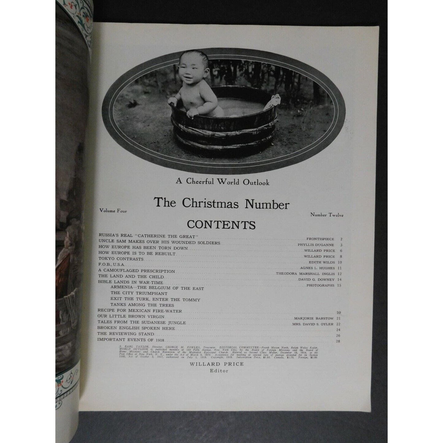 "World Outlook" Military Magazine - Christmas 1918 Vol. 4 No. 12 - 34pgs - VGC