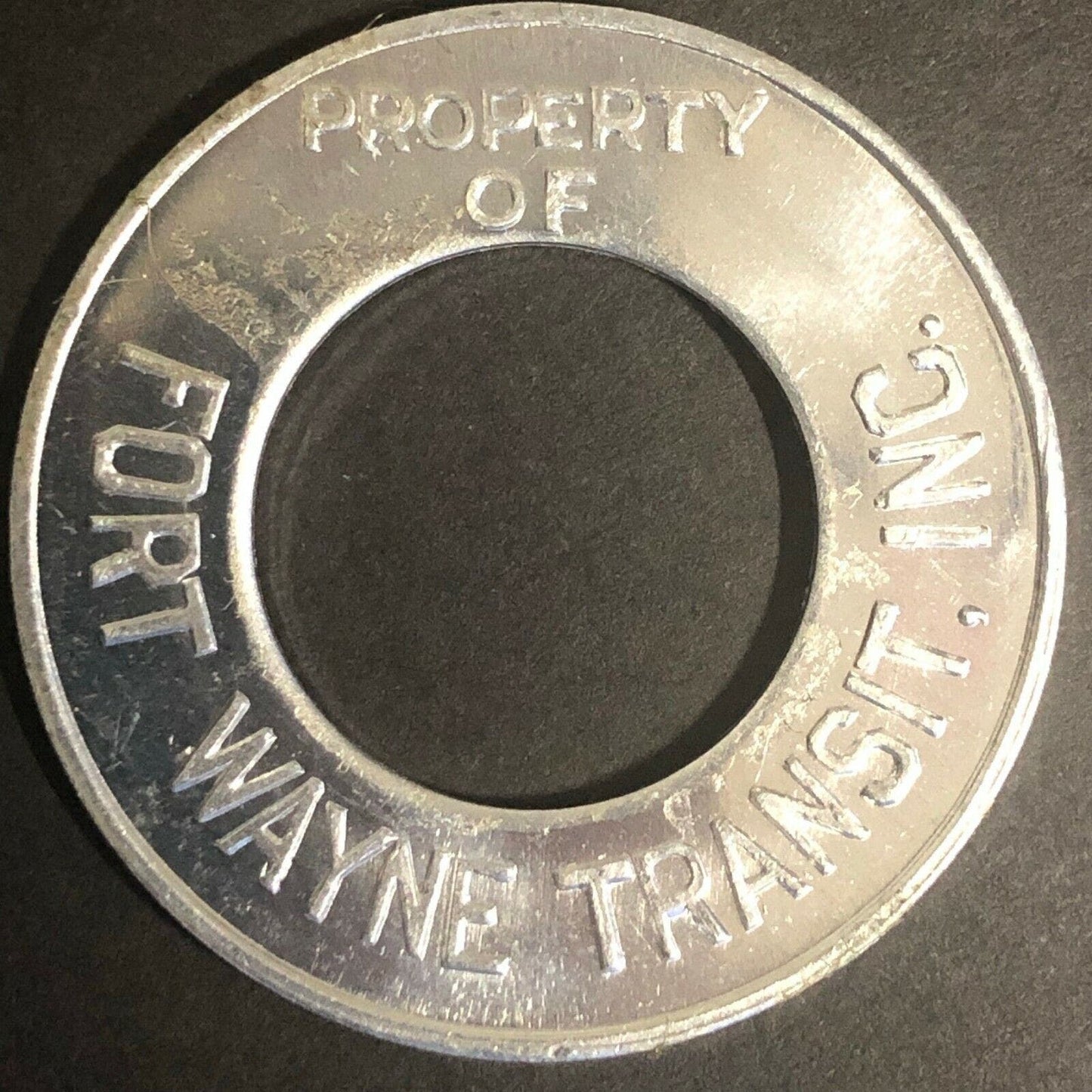 c1950's 35mm Property of Fort Wayne Transit Inc. Aluminum Token Indiana