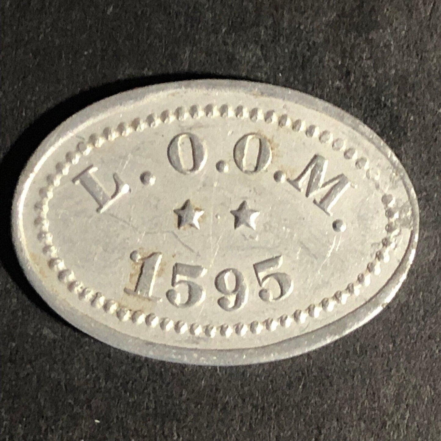 L.O.O.M. 1595 (Moose Lodge Owego, NY) G/F 5c Oval Alum Token 18mm x 26mm