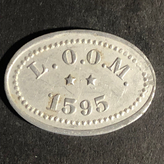 L.O.O.M. 1595 (Moose Lodge Owego, NY) G/F 5c Oval Alum Token 18mm x 26mm