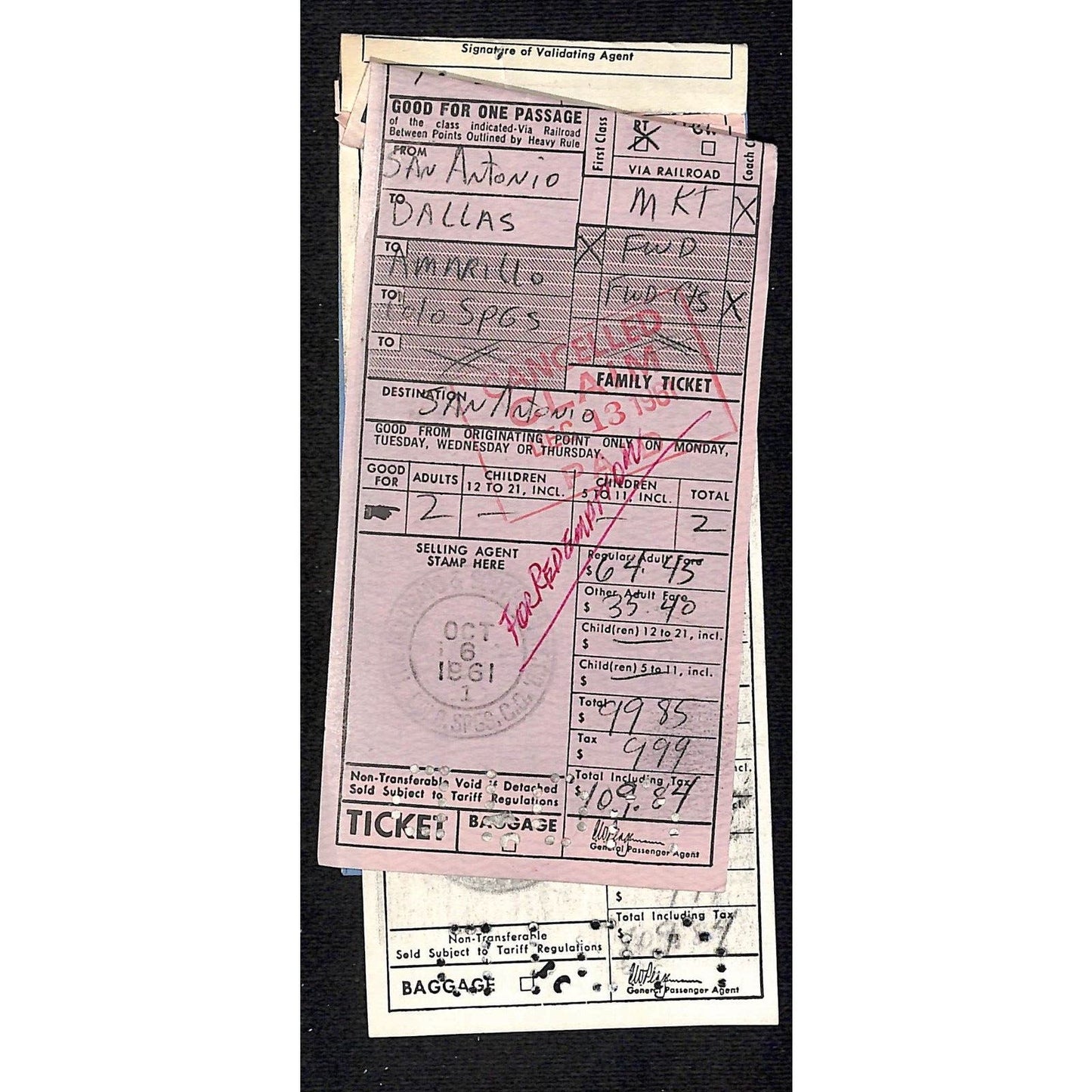 1961 Burlington Route Zephyr Covers / Tickets Stapled Together VGC