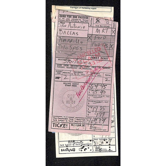 1961 Burlington Route Zephyr Covers / Tickets Stapled Together VGC