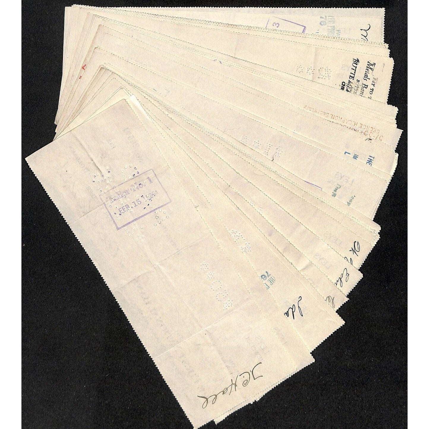 Group of 35+ 1926 FNB / Leys Jeweler Butte, MT Bank Checks VGC