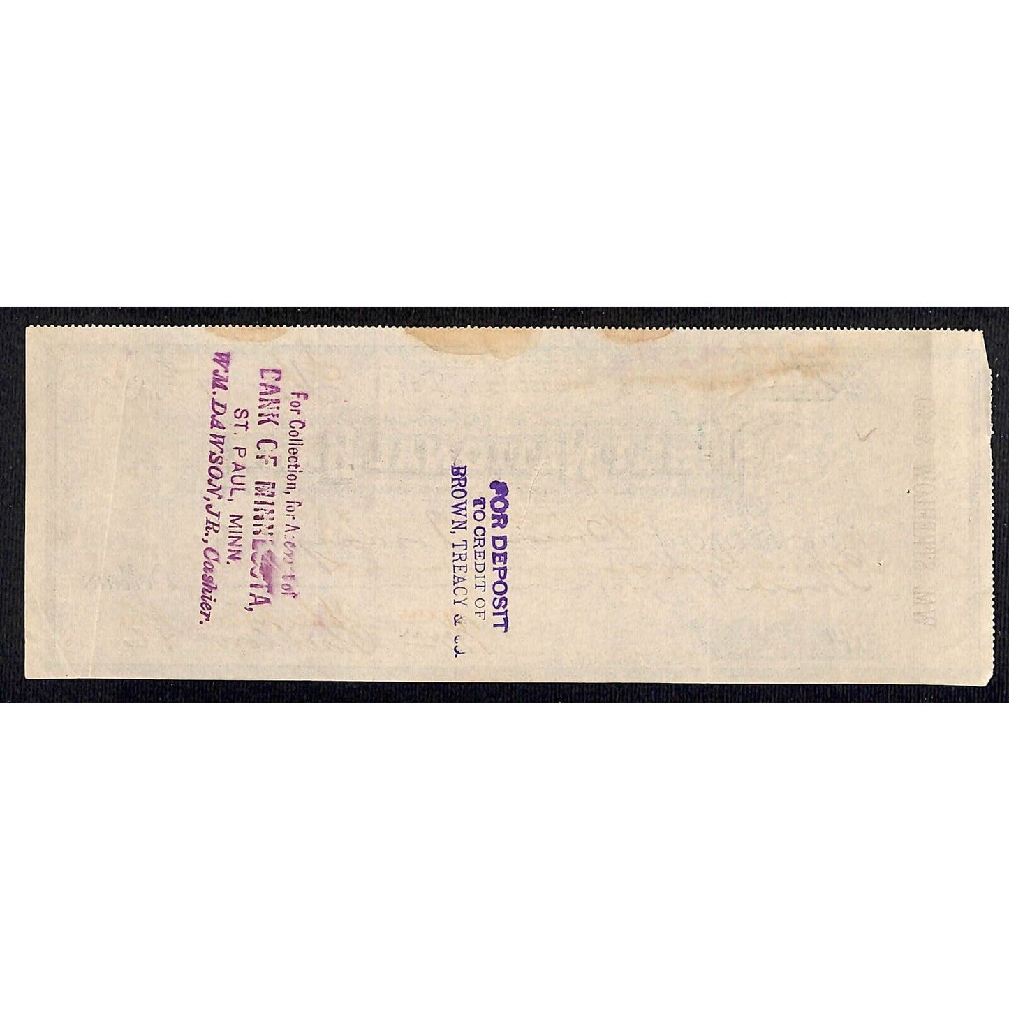 Gasselton, Dakota (Territory) First National $3.40 Bank Check Strehlow & Co 1888