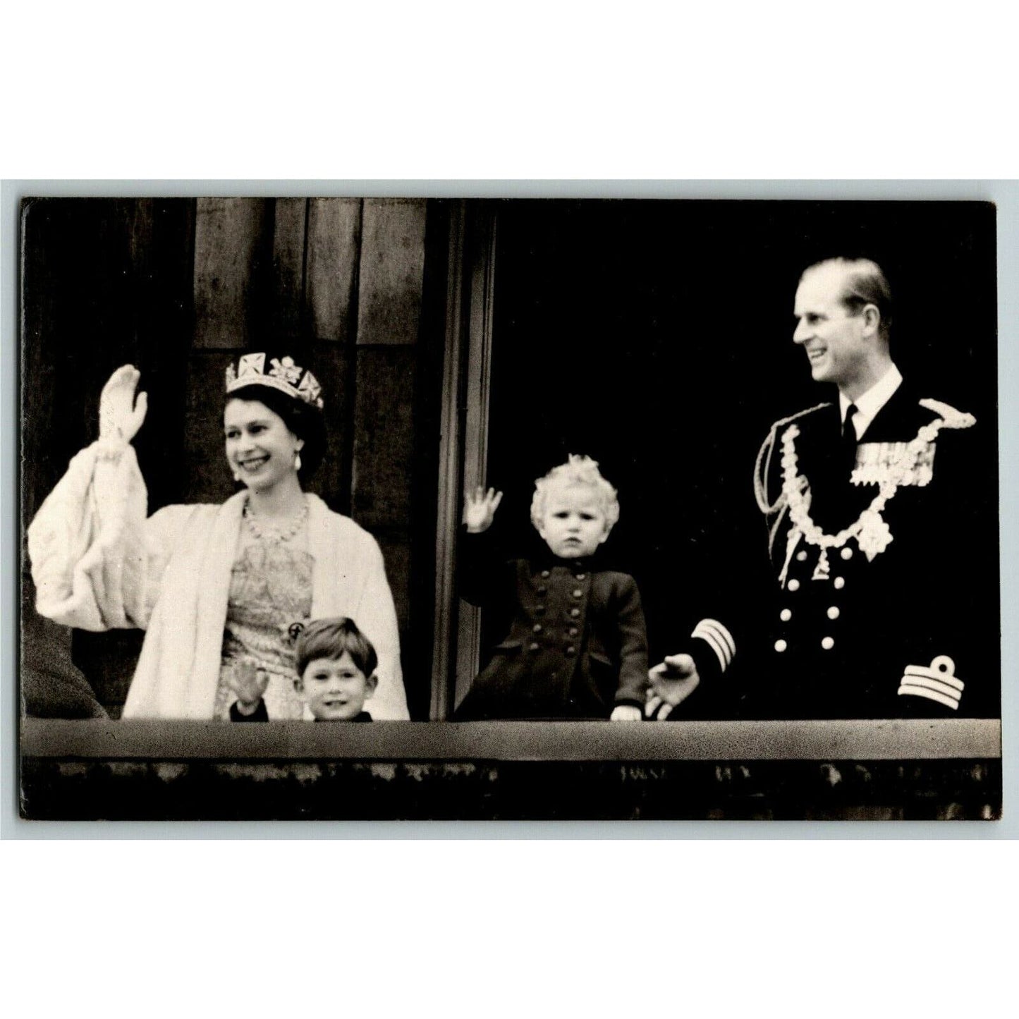 Queen Elizabeth Waves From Balcony - Tuck's RPPC Postcard