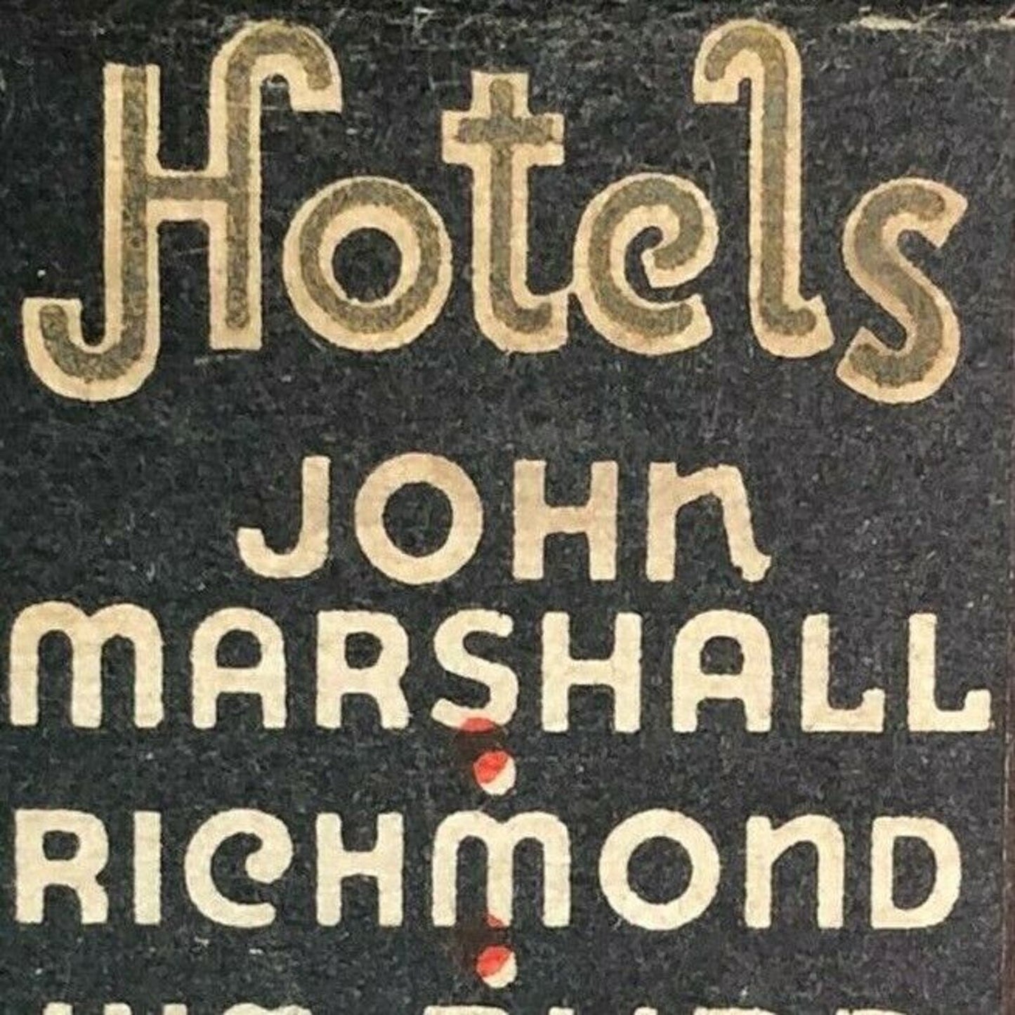 Scarce 40's Full Matchbook "Richmond Hotels" Richmond, VA