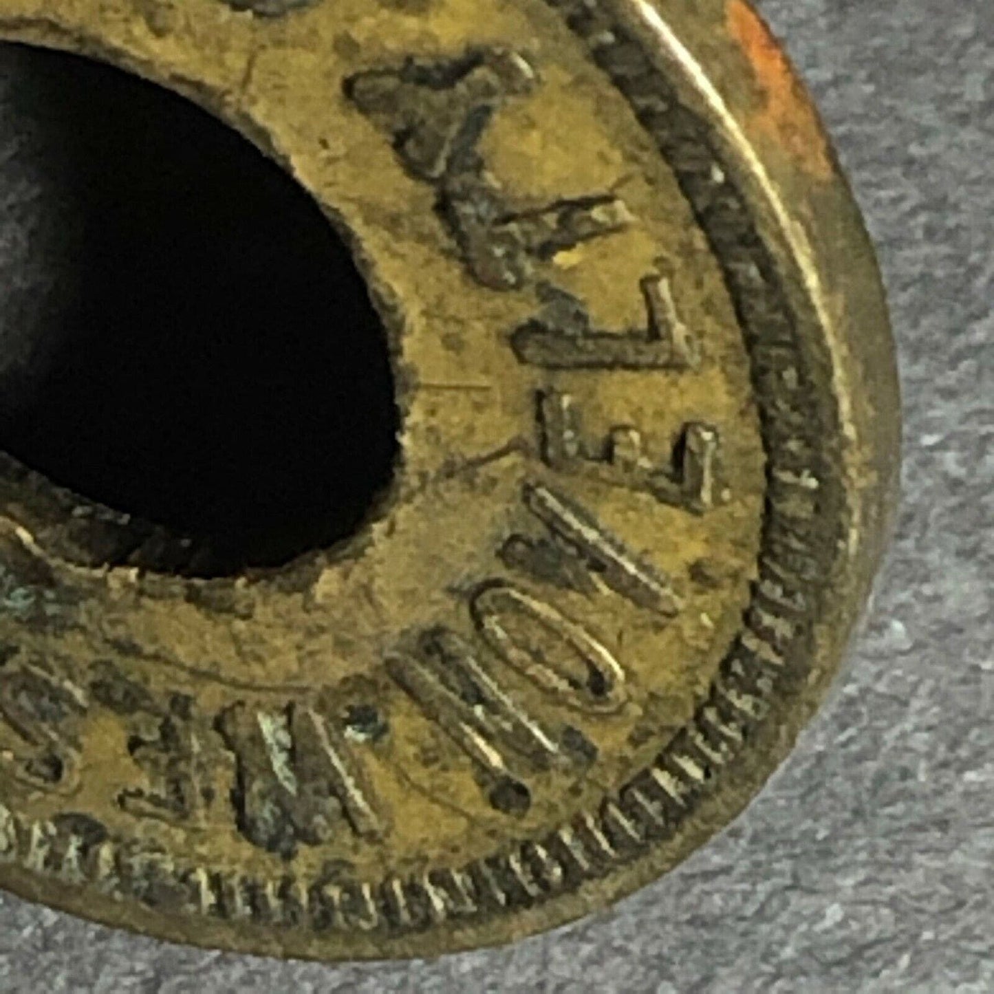 21mm c1914 Western Canada Novelty Good for 5 Cents in Trade Donut Brass Token