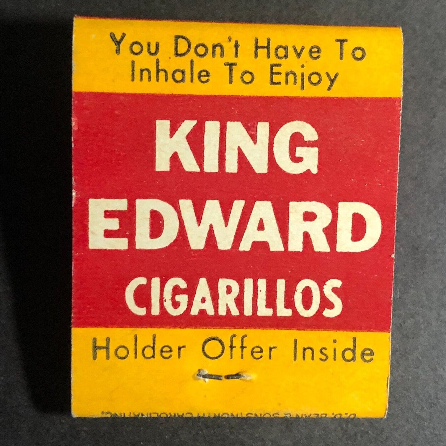 King Edward Cigarillos w/ Mail-in Offer Full Matchbook c1962-67 VGC