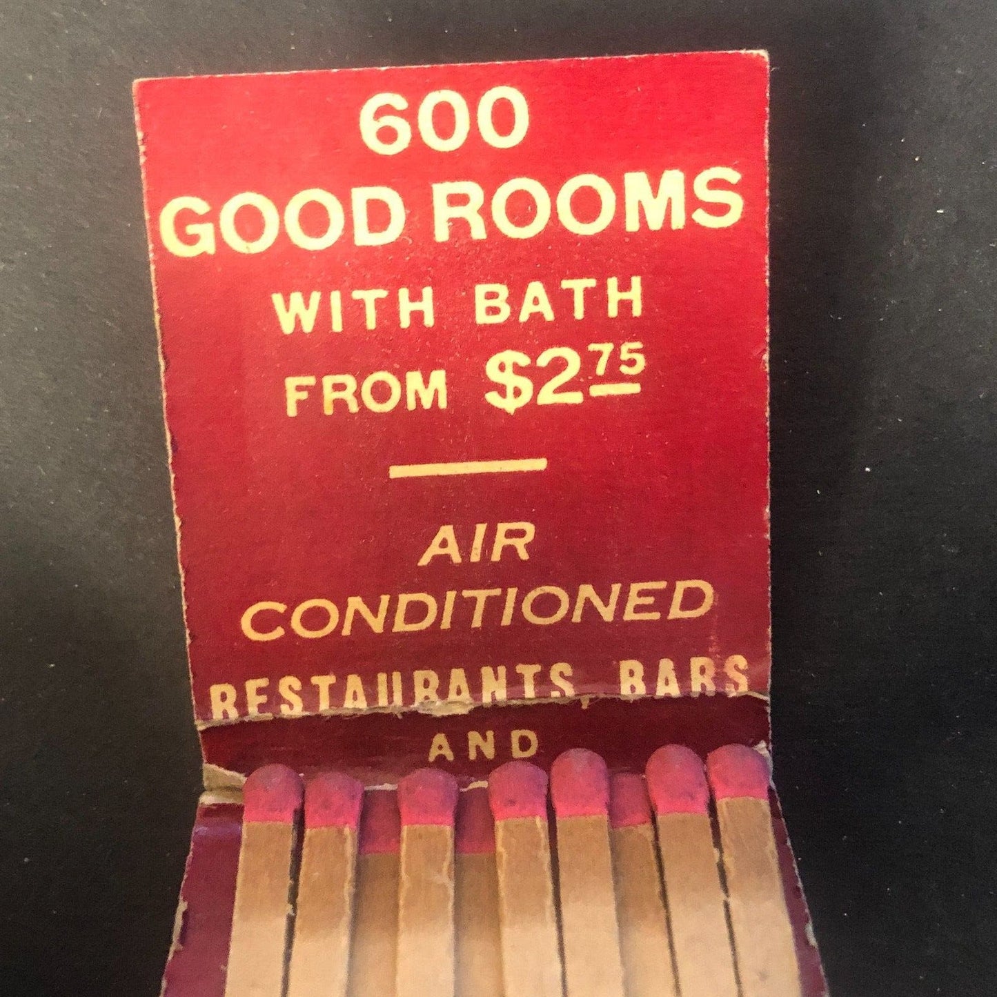 Hotel Roosevelt Pittsburgh Half Full (-6) Vintage Matchbook c1964-73 Scarce