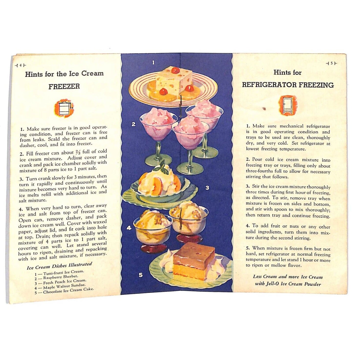 Jell-O Ice Cream Powder Recipe Booklet 1935 7pp - VGC Scarce