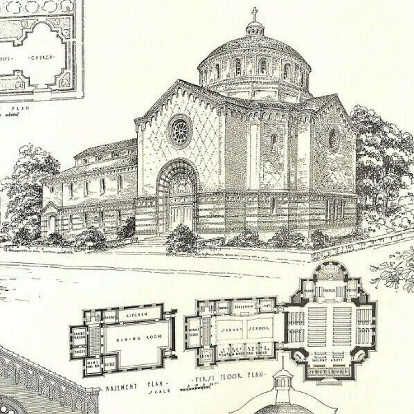 Scarce 1915 "The Brick Church and Parish House" 80pp. Large Format Designs