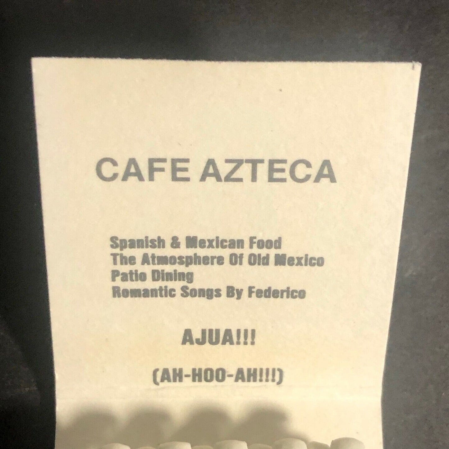 Vintage c1970's Full Matchbook "Cafe Azteca" Spanish Mexican Rest. Chicago (BL)