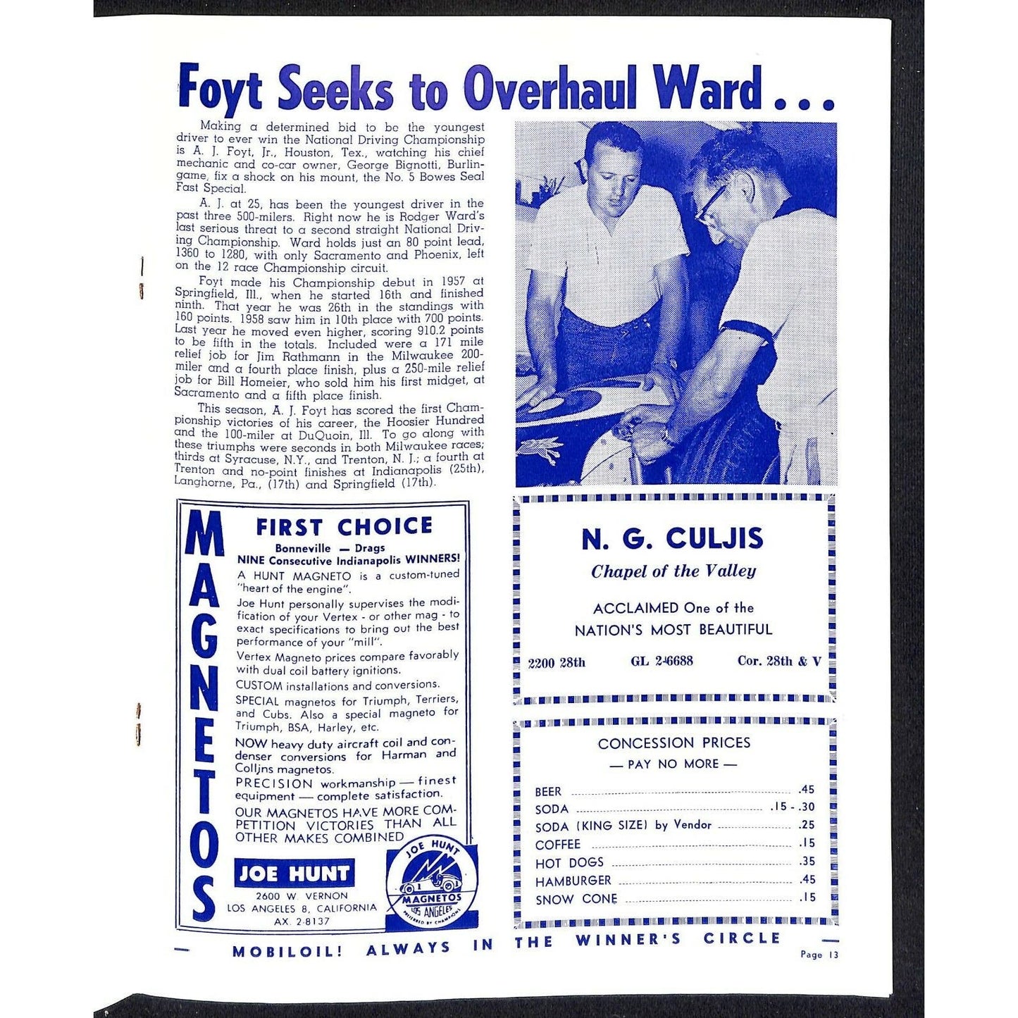 Scarce Oct 30 1960 Sacramento State Fair USAC Racing Program Big Car 100 Mile